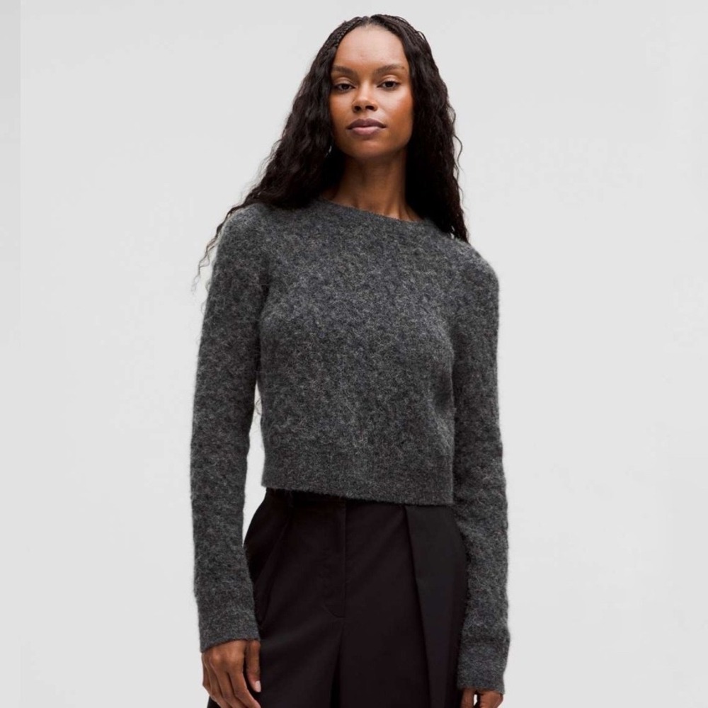 Lululemon | Alpaca Wool Blend Crosshatch Sweater Heathered Black Size M